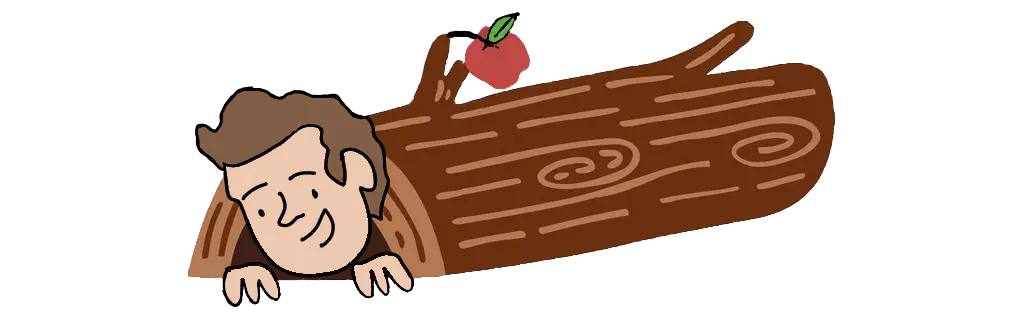 A cartoon image of me poking out of a log.